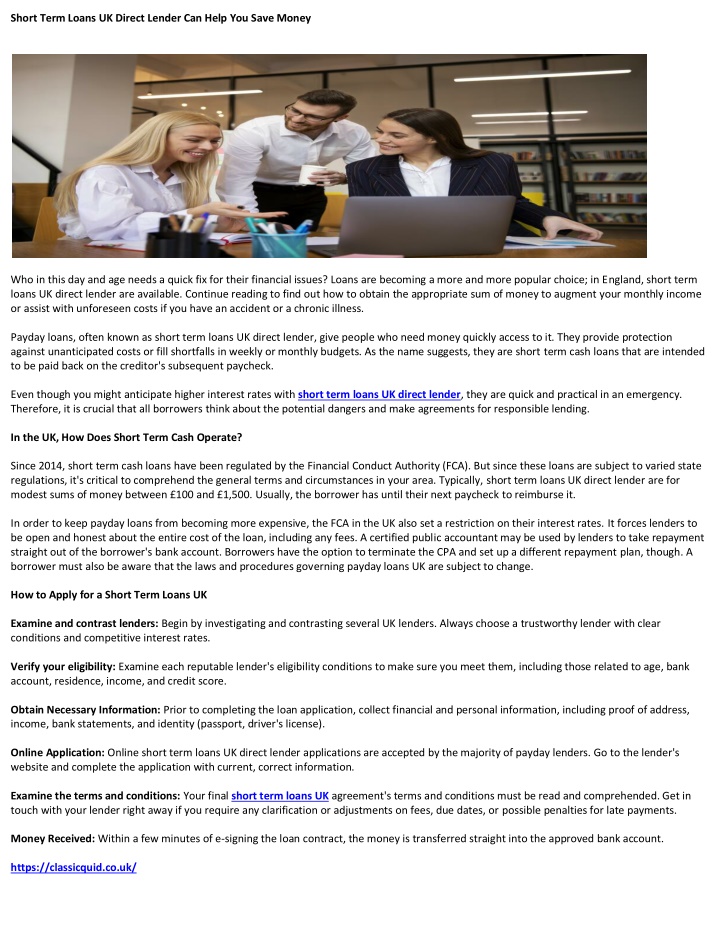 short term loans uk direct lender can help n.w