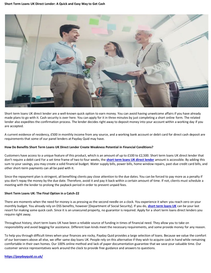 short term loans uk direct lender a quick n.w