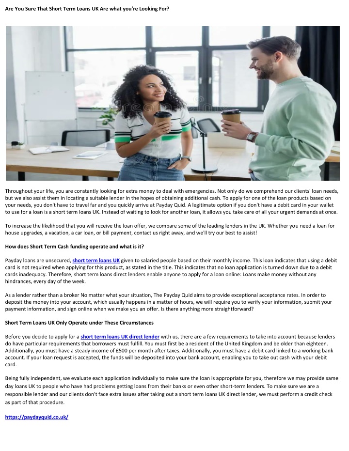 are you sure that short term loans uk are what n.w
