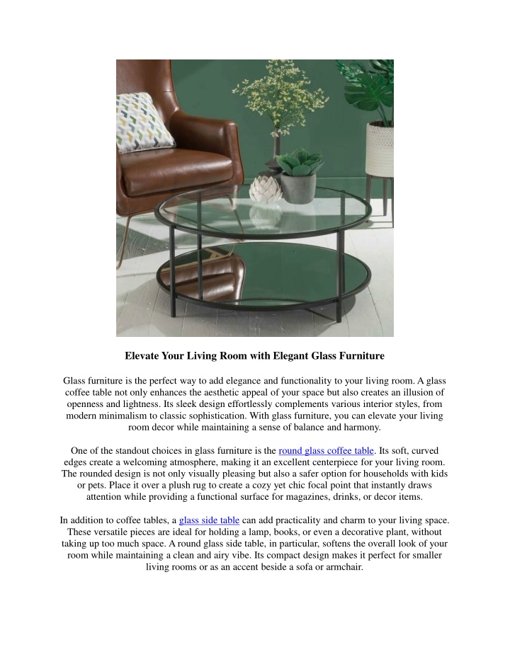 Why Glass Furniture Is a Perfect Fit for Modern Living Rooms