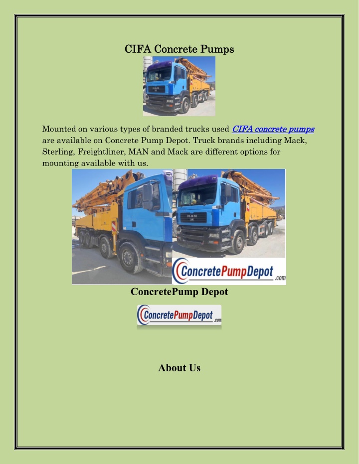 c cifa concr ifa concrete pump n.w