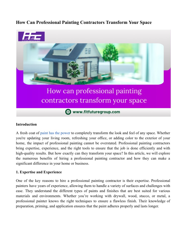 how can professional painting contractors n.w