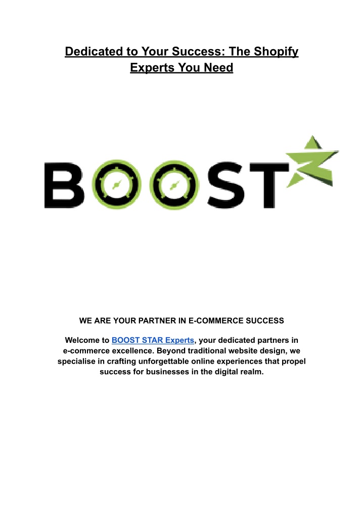 dedicated to your success the shopify experts n.w