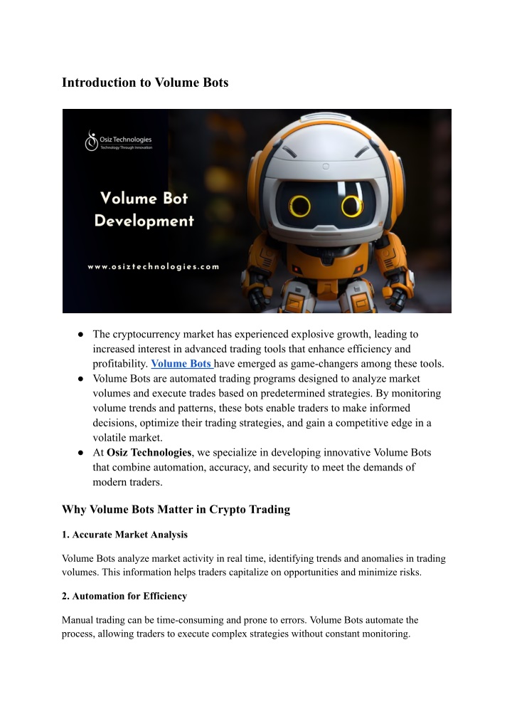 introduction to volume bots n.w