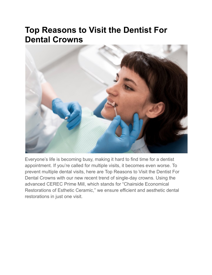 top reasons to visit the dentist for dental crowns n.w