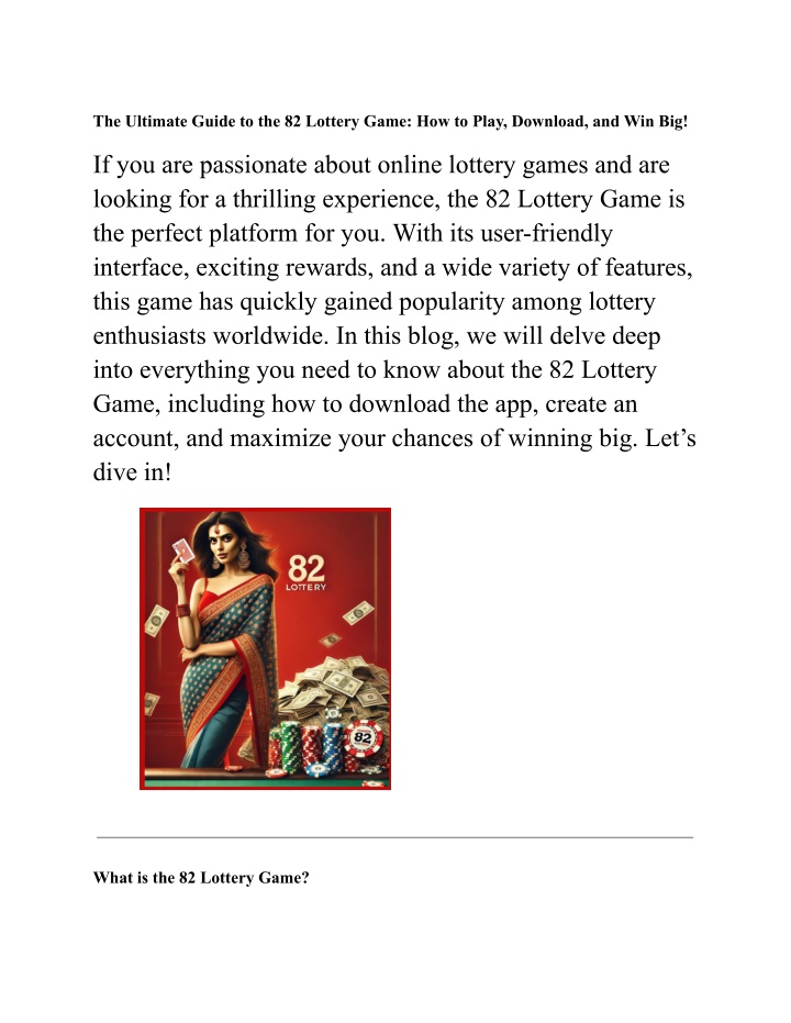 the ultimate guide to the 82 lottery game n.w