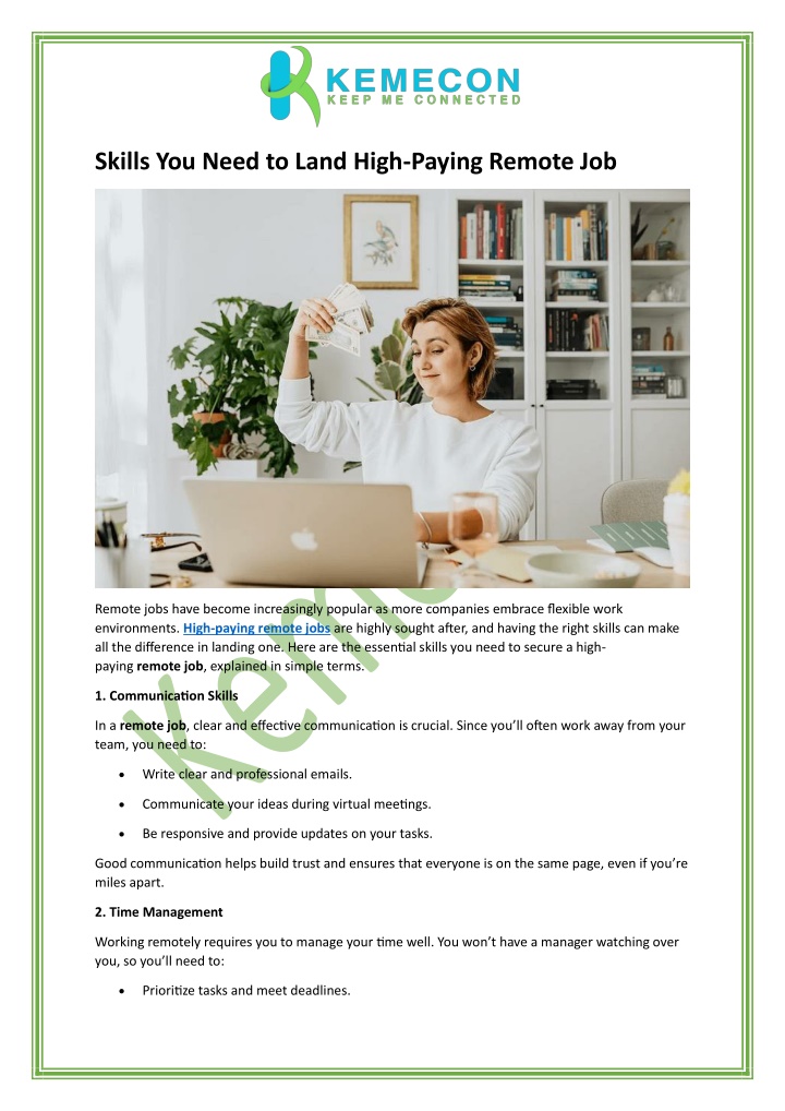 skills you need to land high paying remote job n.w