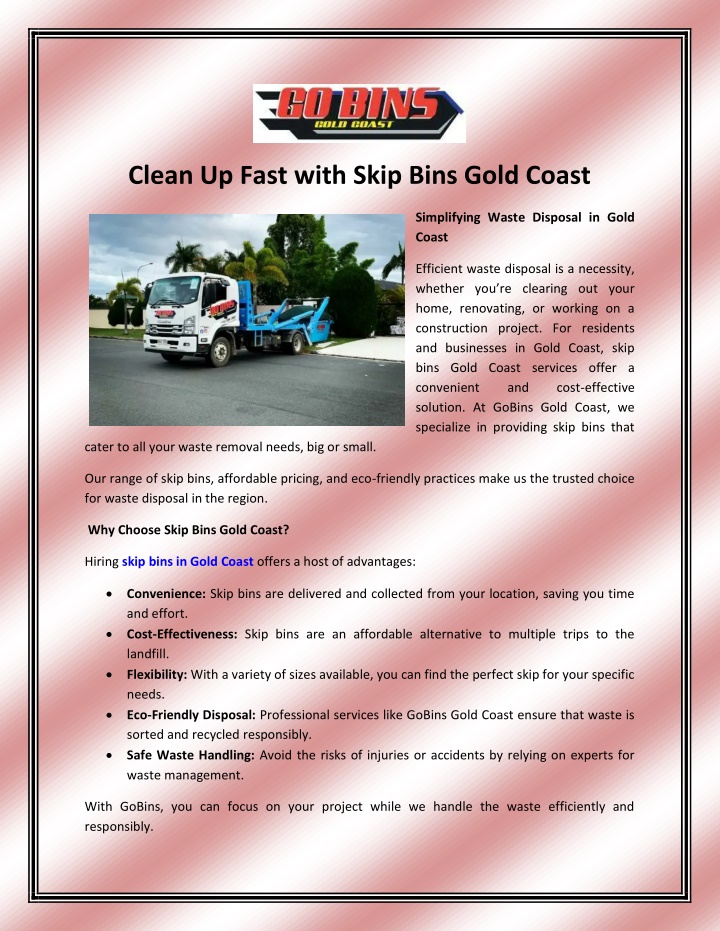 clean up fast with skip bins gold coast n.w