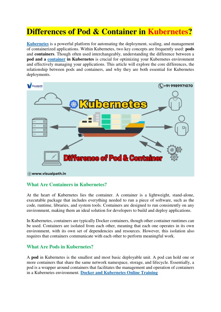 differences of pod container in kubernetes n.w