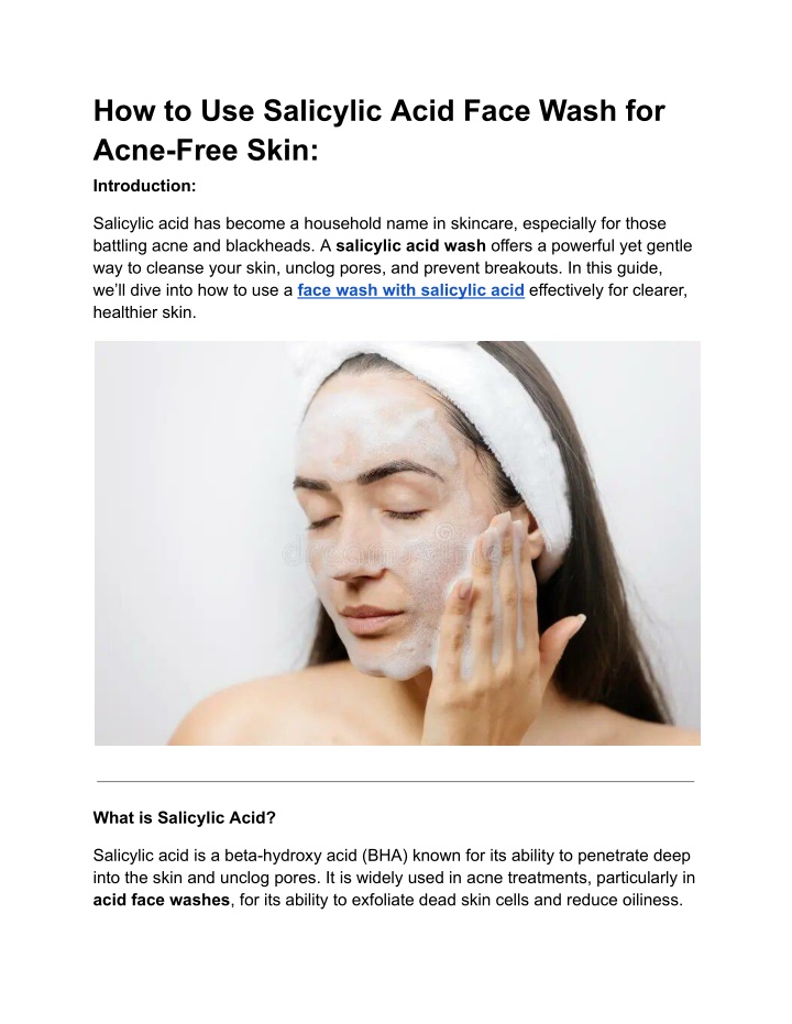 how to use salicylic acid face wash for acne free n.w