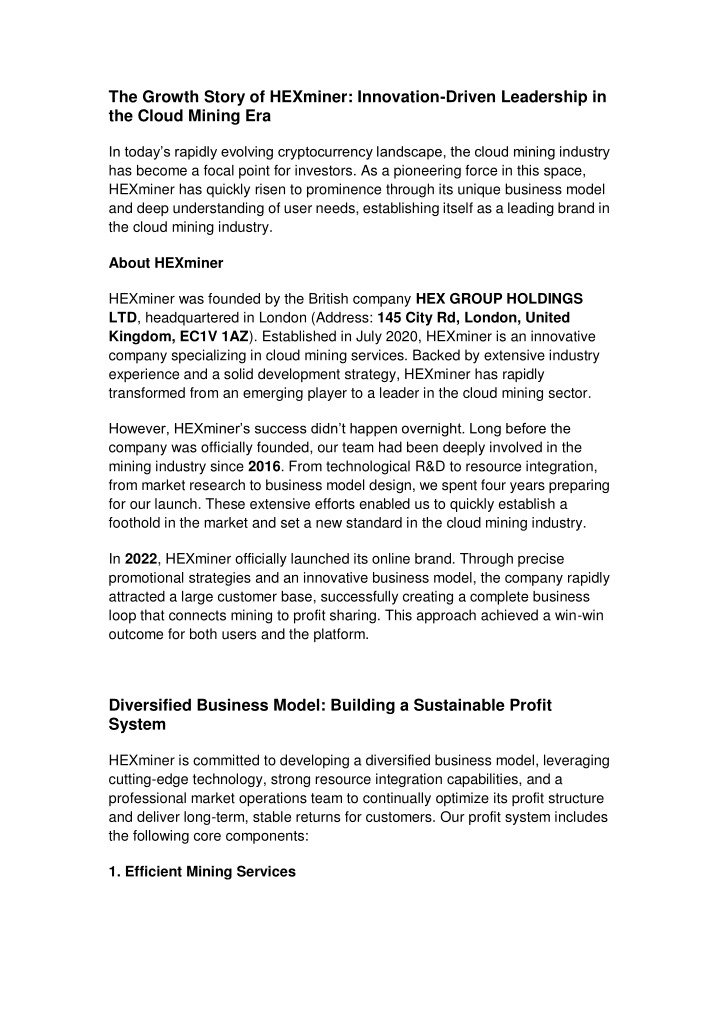 the growth story of hexminer innovation driven n.w