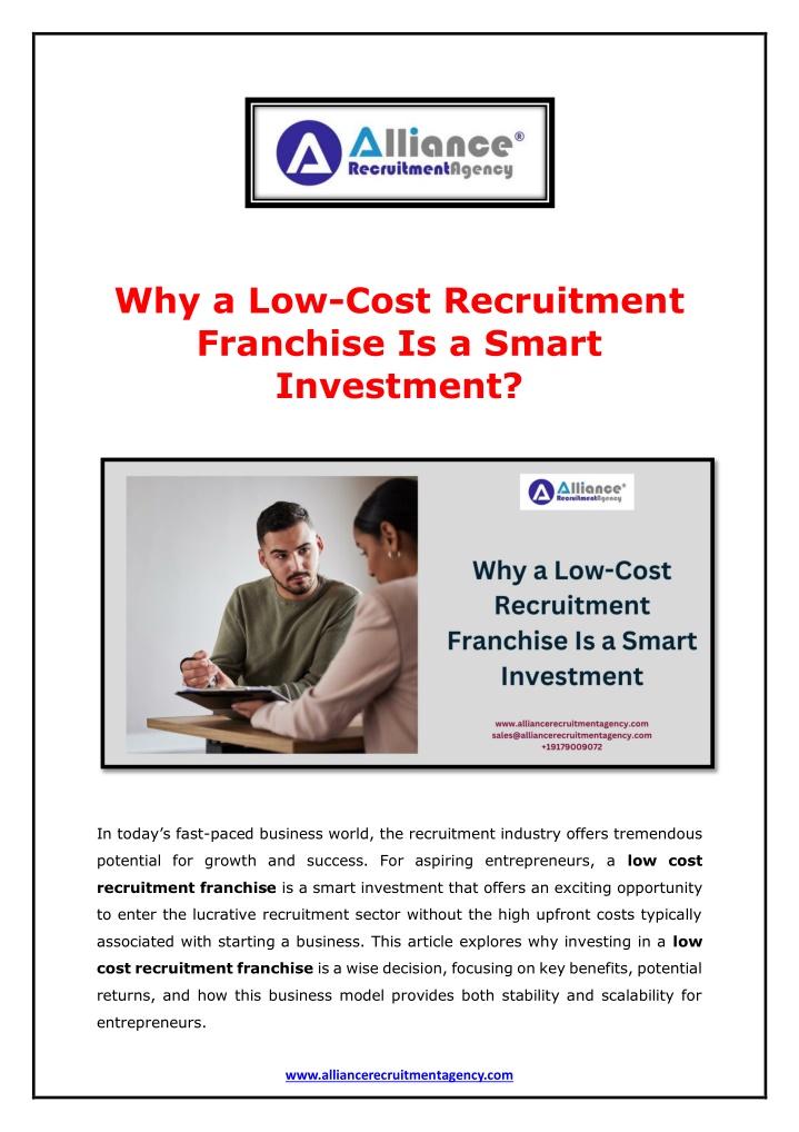 why a low cost recruitment franchise is a smart n.w