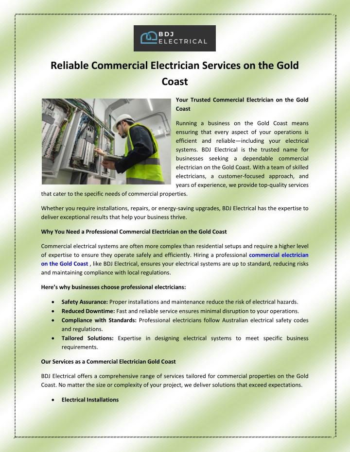reliable commercial electrician services n.w