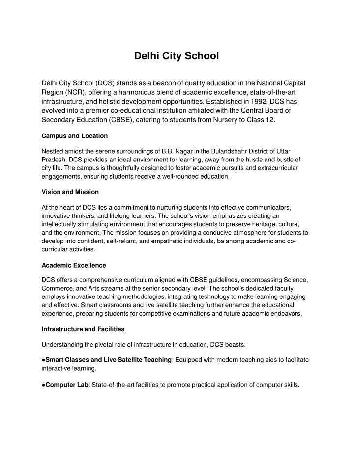 Delhi City School(blog)