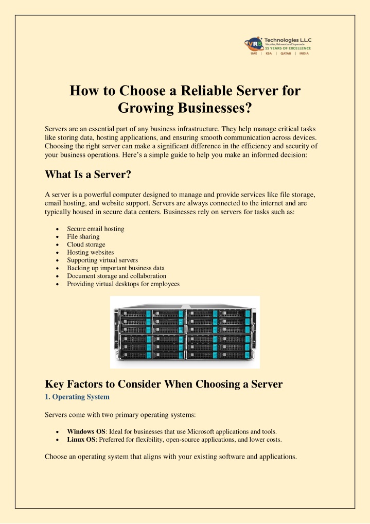 how to choose a reliable server for growing n.w