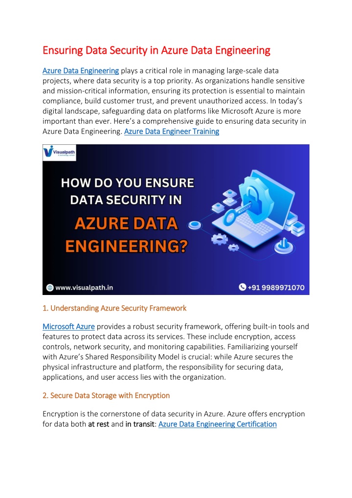 ensuring data security in azure data engineering n.w