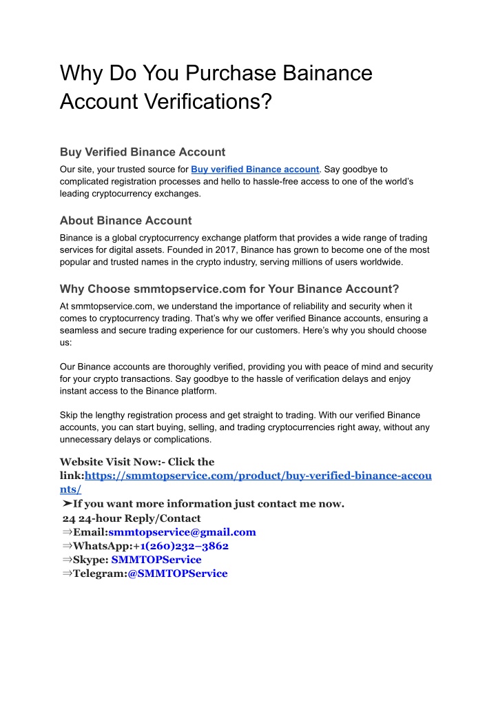 why do you purchase bainance account verifications n.w
