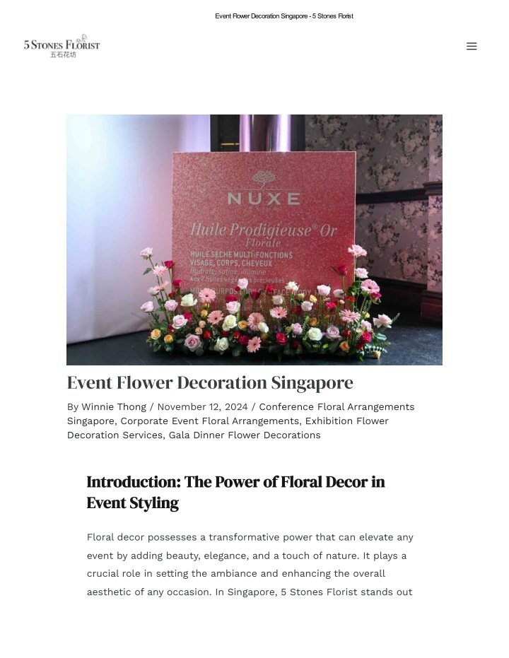 event flower decoration singapore 5 stones florist n.w