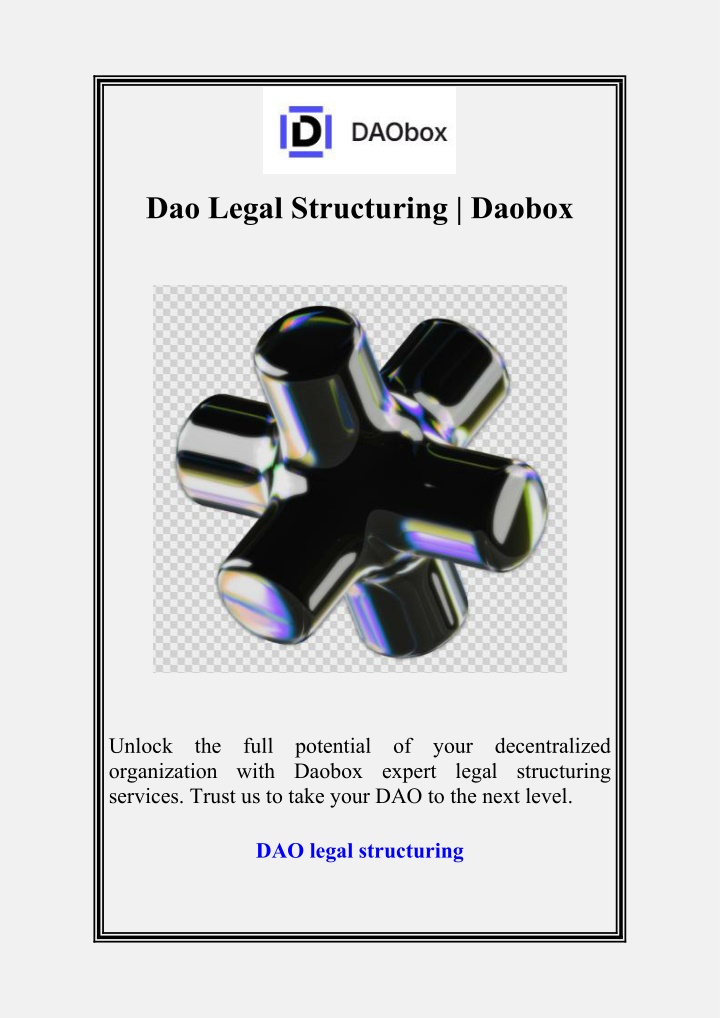 dao legal structuring daobox n.w