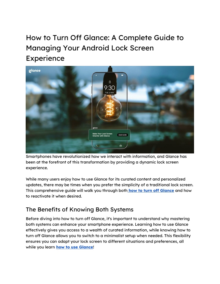 how to turn off glance a complete guide n.w