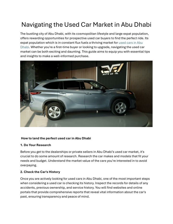 navigating the used car market in abu dhabi n.w
