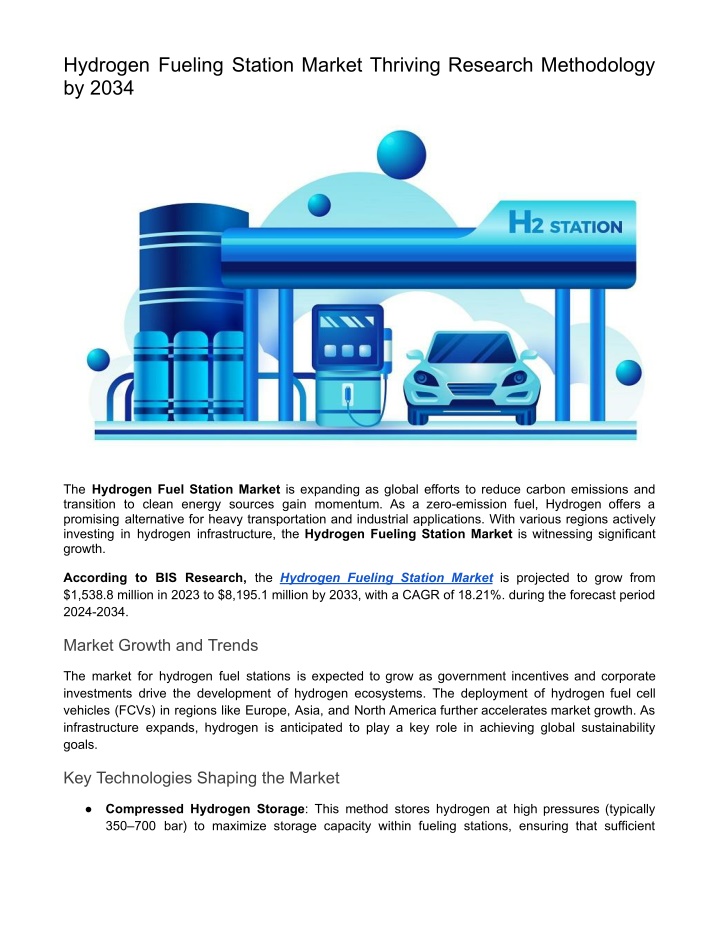 hydrogen fueling station market thriving research n.w