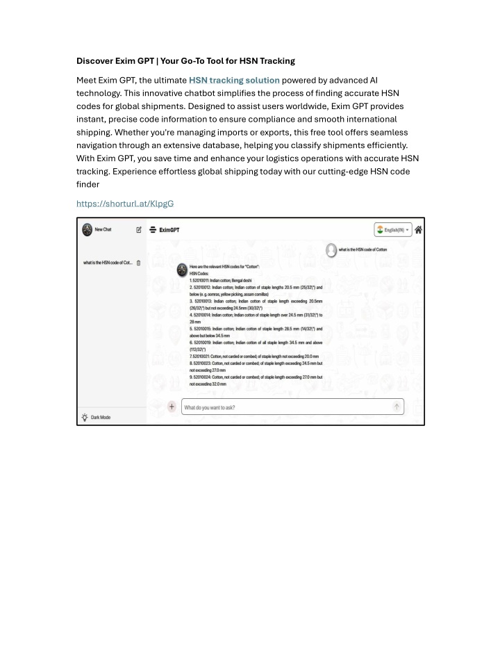 discover exim gpt your go to tool for hsn tracking n.w