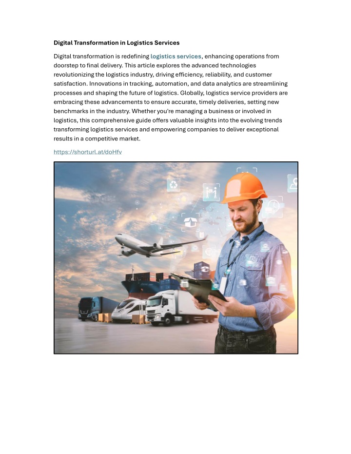 digital transformation in logistics services n.w