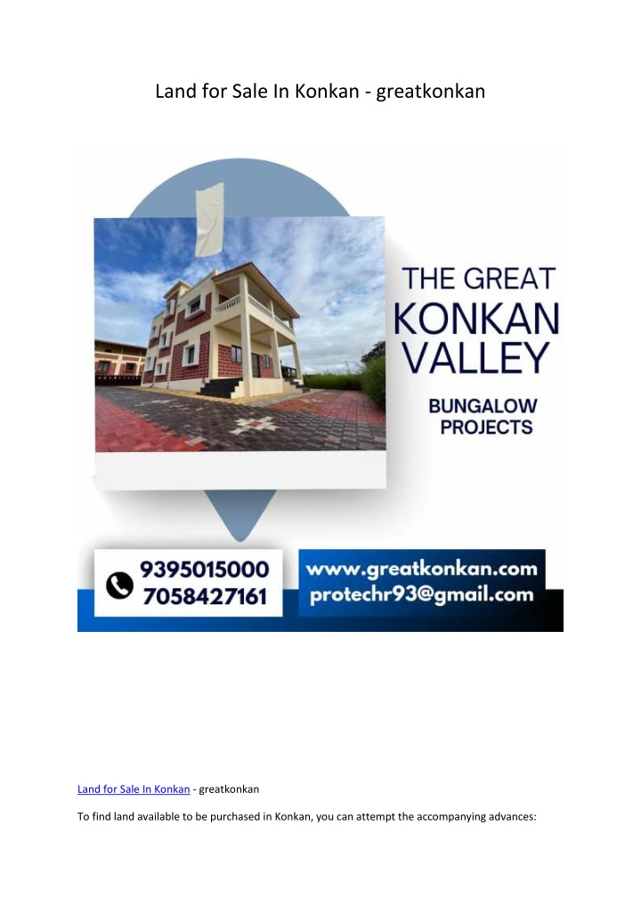 land for sale in konkan greatkonkan n.w