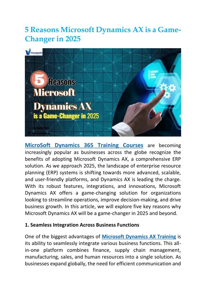 5 reasons microsoft dynamics ax is a game changer n.w