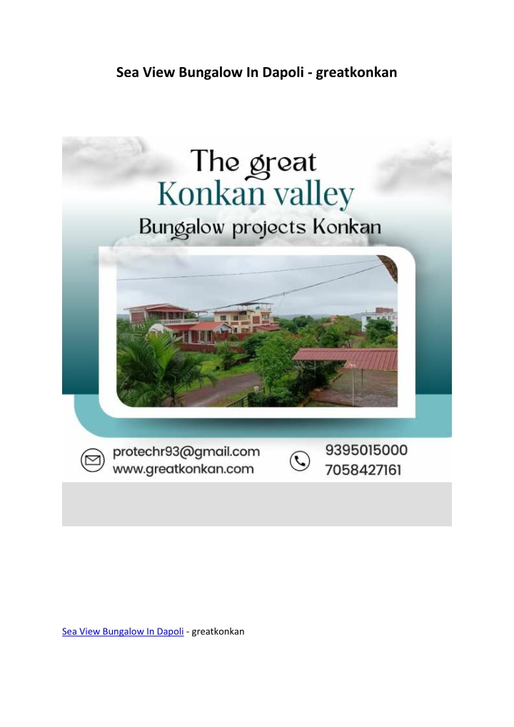 sea view bungalow in dapoli greatkonkan n.w