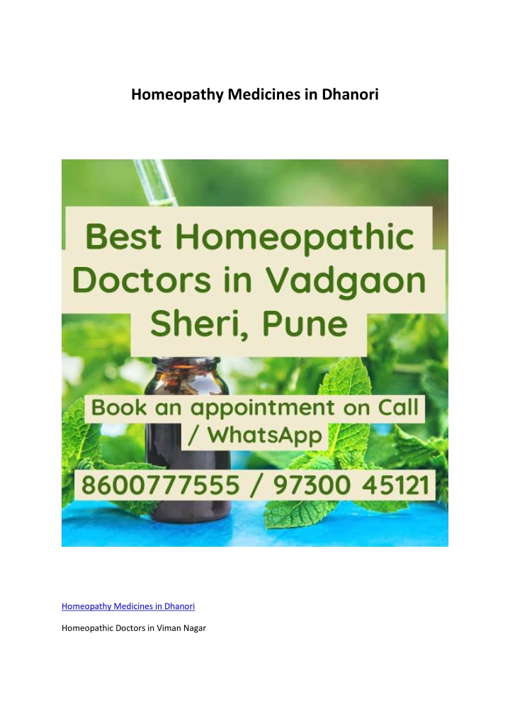 homeopathy medicines in dhanori n.w