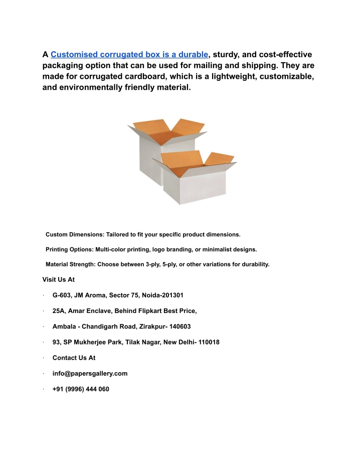 a customised corrugated box is a durable sturdy n.w