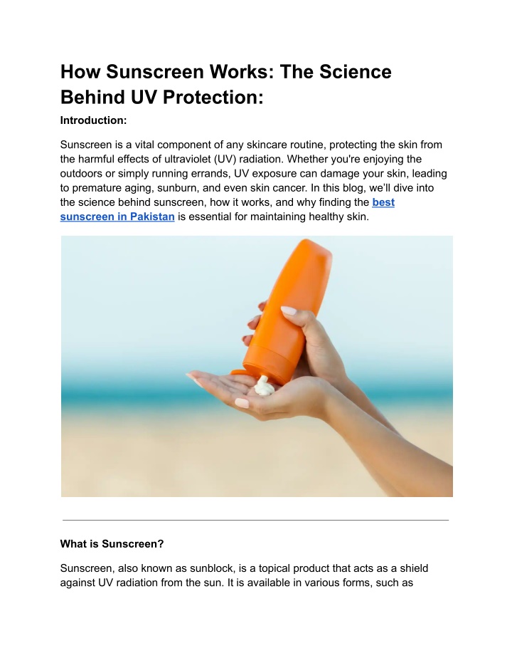 how sunscreen works the science behind n.w