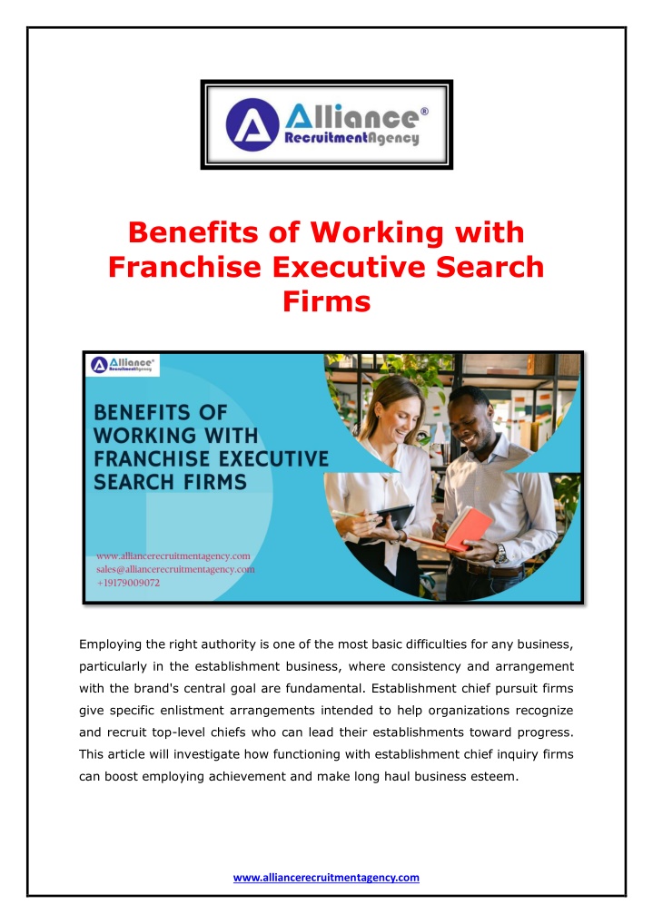 benefits of working with franchise executive n.w