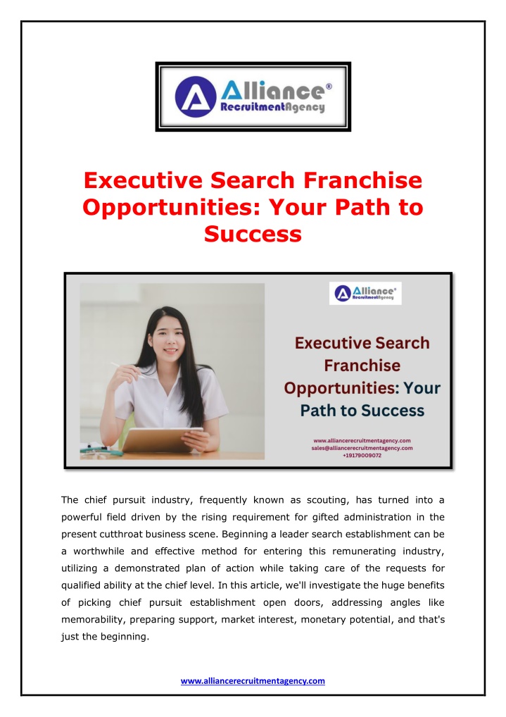 executive search franchise opportunities your n.w