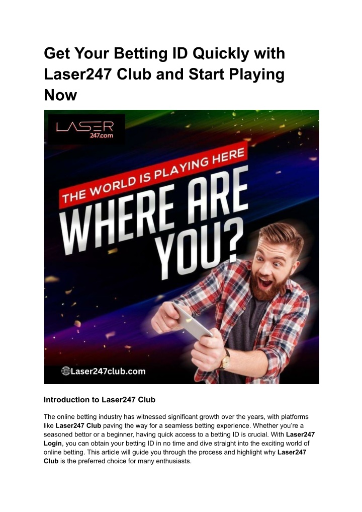 get your betting id quickly with laser247 club n.w