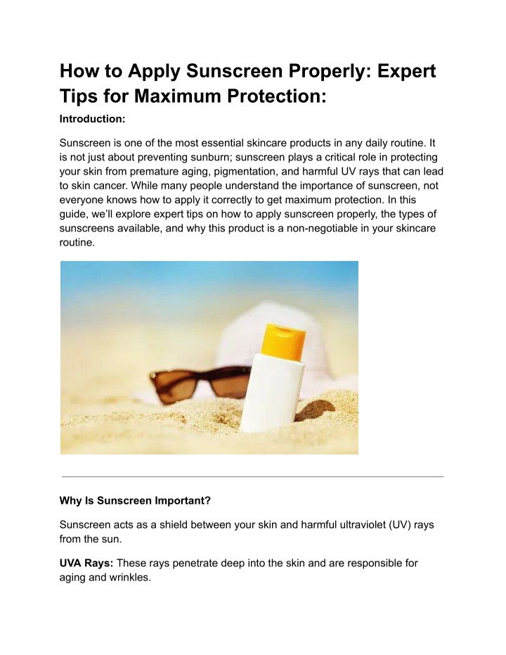 how to apply sunscreen properly expert tips n.w