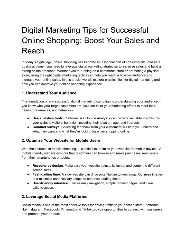 digital marketing tips for successful online n.w