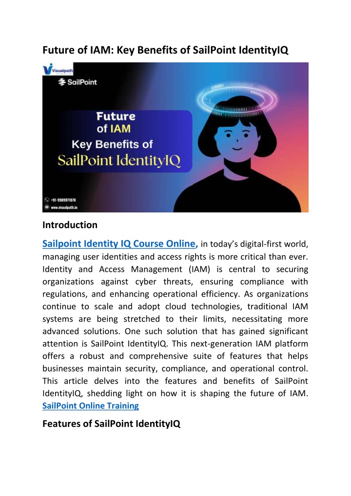 future of iam key benefits of sailpoint identityiq n.w
