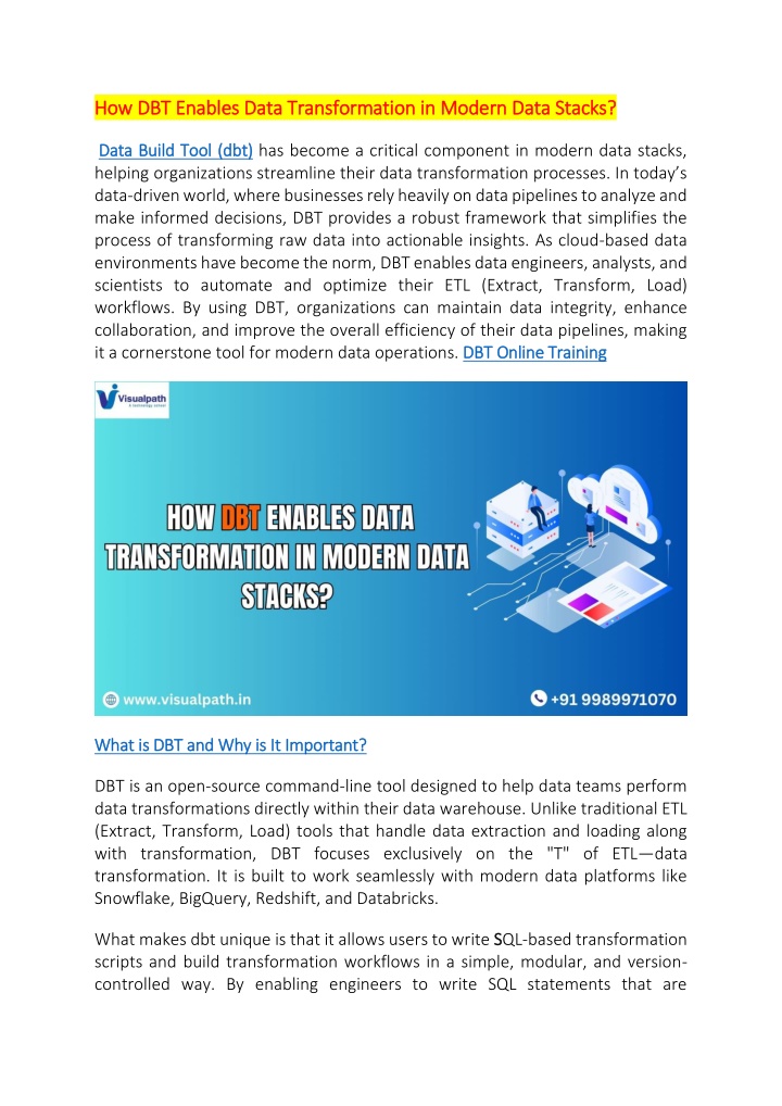 how dbt enables data transformation in modern n.w