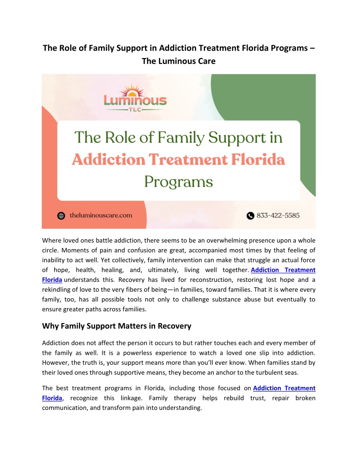 the role of family support in addiction treatment n.w