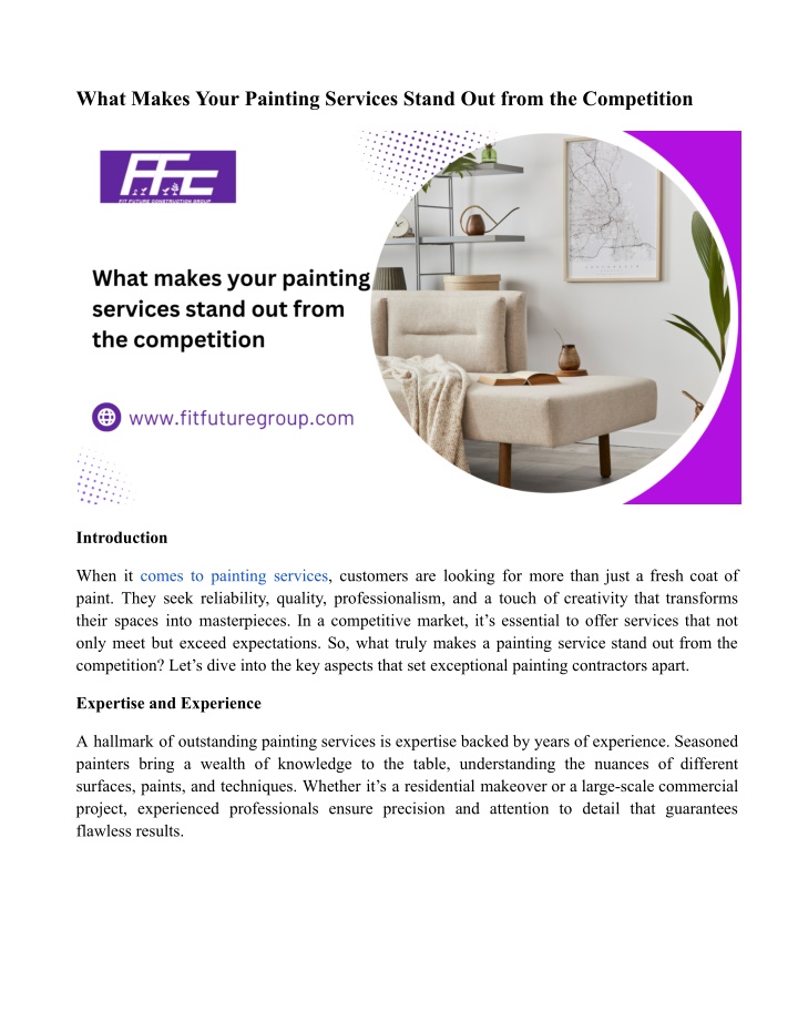 what makes your painting services stand out from n.w