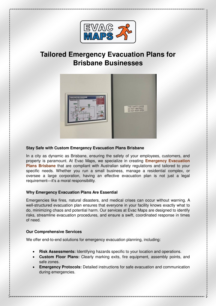 tailored emergency evacuation plans for brisbane n.w