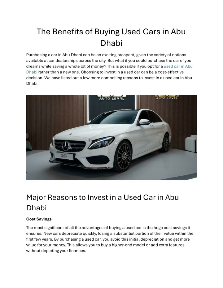 the benefits of buying used cars in abu dhabi n.w