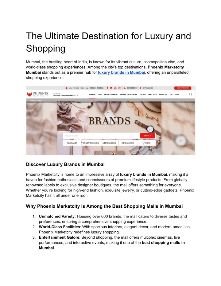 the ultimate destination for luxury and shopping n.w