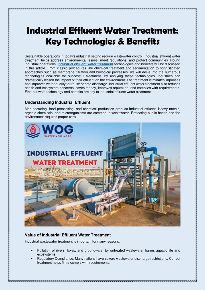 industrial effluent water treatment n.w