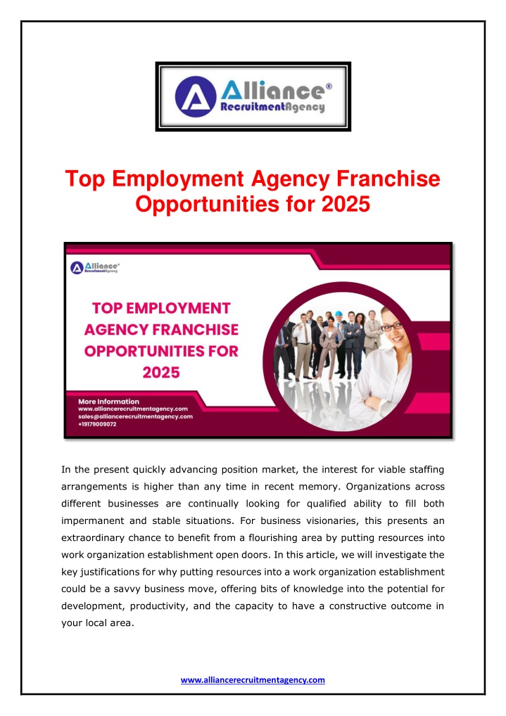 top employment agency franchise opportunities n.w