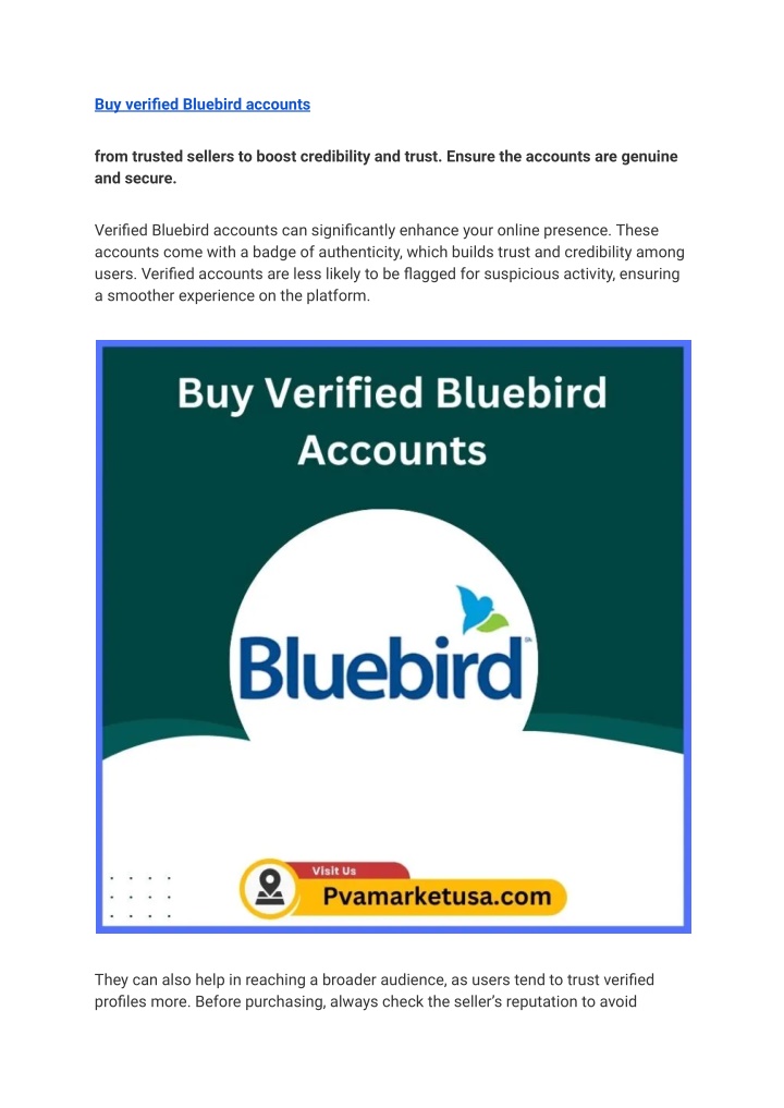 buy verified bluebird accounts n.w