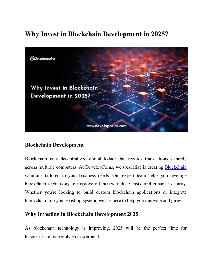 why invest in blockchain development in 2025 n.w